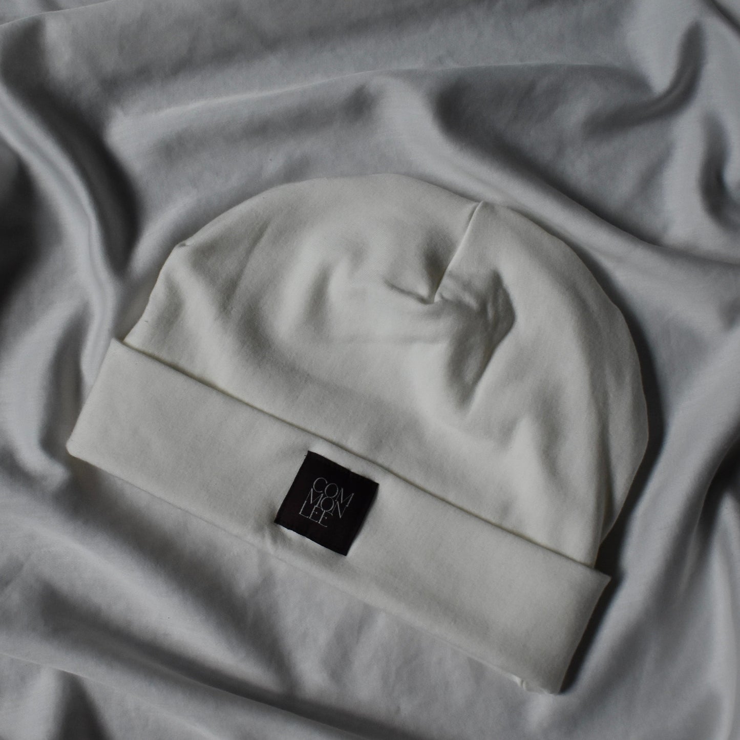 unisex fleece lined fabric beanie in cloud