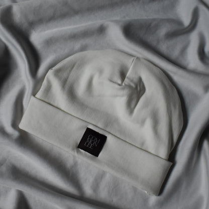 unisex fleece lined fabric beanie in cloud