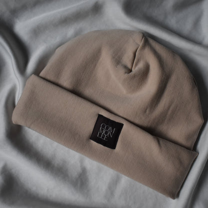 unisex fleece lined fabric beanie in oat
