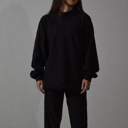 Oversized Crewneck Sweatshirt in Espresso